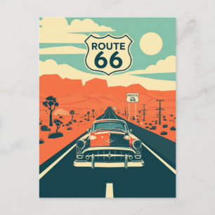 Route 66 Contrast Design met Klassieke Auto Briefkaart