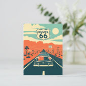 Route 66 contrastontwerp met klassieke auto briefkaart (Staand voorkant)