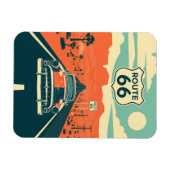 Route 66 contrastontwerp met klassieke auto magneet (Horizontaal)
