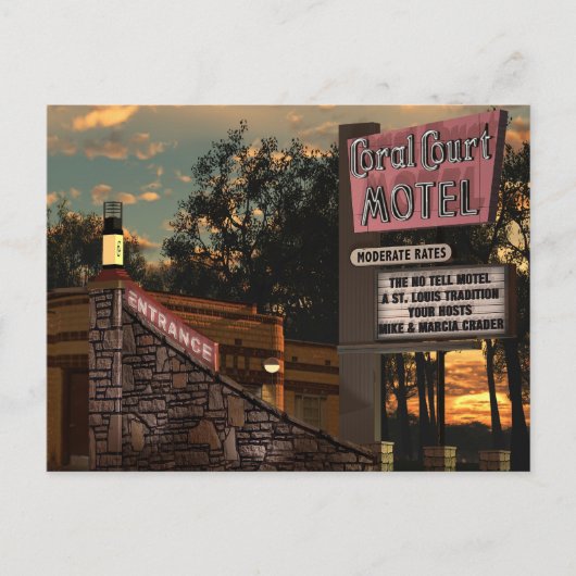 Route 66 Coral Court Motel Retro Neon Sign Briefkaart (Voorkant)