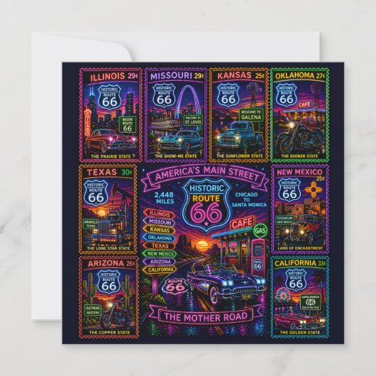 Route 66 Correspondentie Briefpapier voor Staten (Voorkant)