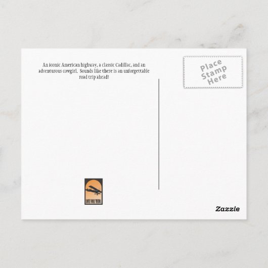 Route 66 Cowgirl Briefkaart (Achterkant)