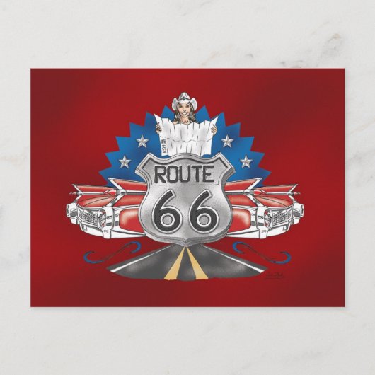 Route 66 Cowgirl Briefkaart (Voorkant)