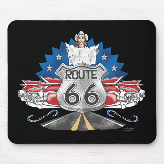 Route 66 Cowgirl Mousepad Muismat (Voorkant)