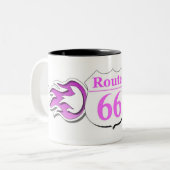 Route 66 Cup Roze Flames Tweekleurige Koffiemok (Voorkant links)