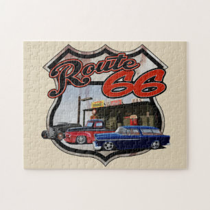 Route 66 de Scène van de Auto Legpuzzel