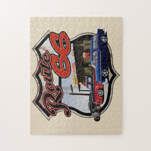 Route 66 de Scène van de Auto Legpuzzel (Verticaal)