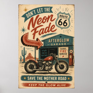 Route 66 Desert Motorfiets Garage Americana Poster