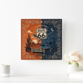 Route 66 Desert Night Wandklok (Huis)