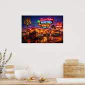 Route 66 Desert Palms Motel Gloeit Poster (Keuken)