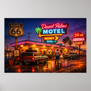 Route 66 Desert Palms Motel Gloeit Poster