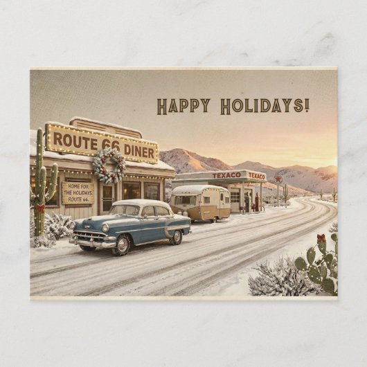 Route 66 Diner Caravan Kersttocht Briefkaart (Voorkant)
