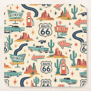 Route 66 Diner Feestdranktafel Americana Kartonnen Onderzetters