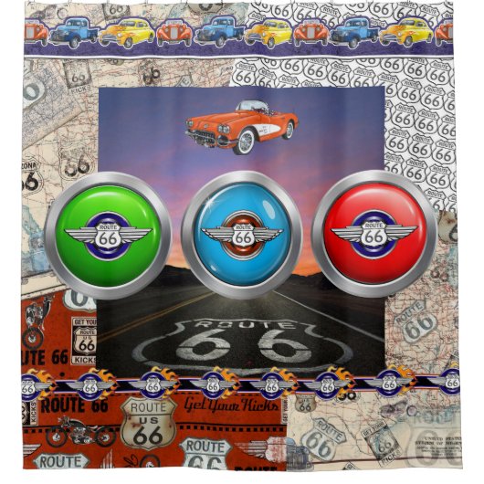 Route 66 Douchegordijn (Voorkant)