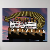 Route 66 Drive-In Retro Neon Poster (Voorkant)