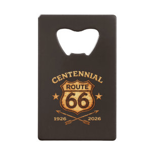 Route 66 Eeuwfeest 1926-2026 Schild Creditkaart Flessenopener