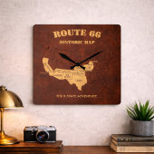 Route 66 Eeuwfeest 8-Staten Kaart Decoratie Vierkante Klok