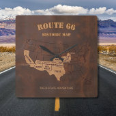 Route 66 Eeuwfeest 8-Staten Kaart Decoratie Vierkante Klok