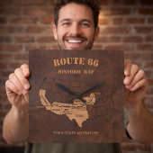 Route 66 Eeuwfeest 8-Staten Kaart Decoratie Vierkante Klok