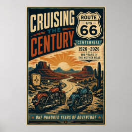 Route 66 Eeuwfeest Biker Desert Cruise Poster