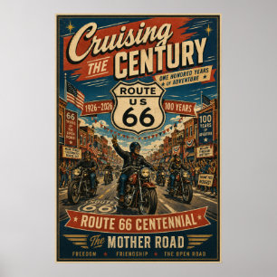 route 66 Eeuwfeest Biker Main Street Poster