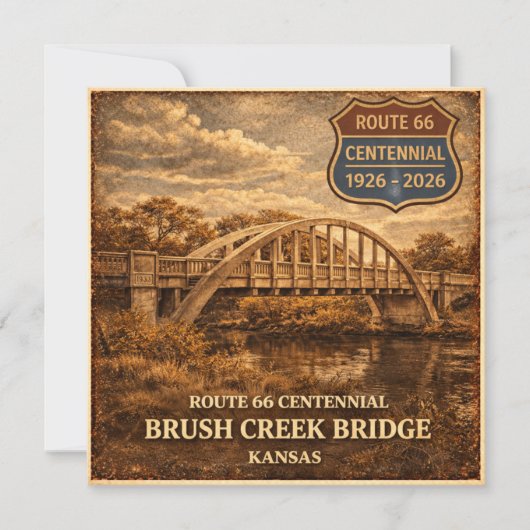 Route 66 Eeuwfeest Brush Creek Brug Kaart (Voorkant)