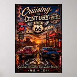 route 66 Eeuwfeest Cruise Avontuur Muurkunst Poster