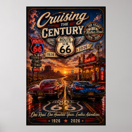 route 66 Eeuwfeest Cruise Avontuur Muurkunst Poster