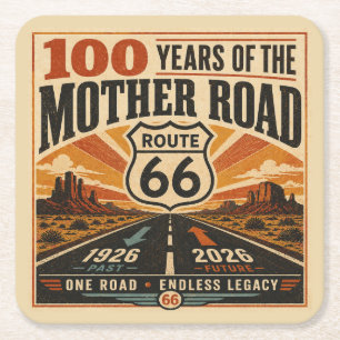 route 66 Eeuwfeest Desert Highway Feeststemming Kartonnen Onderzetters