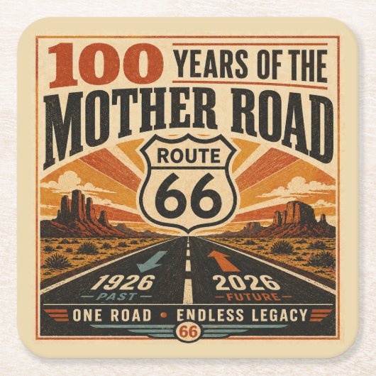 route 66 Eeuwfeest Desert Highway Feeststemming Kartonnen Onderzetters (Voorkant)