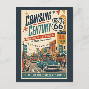 Route 66 Eeuwfeest Klassieke Auto Main Street Para Briefkaart