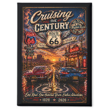 Route 66 Eeuwfeest Klassieke Auto's Neon Weg