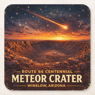 Route 66 Eeuwfeest Meteor Krater Zonsondergang Kartonnen Onderzetters