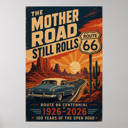 route 66 Eeuwfeest Mother Road Kunst Poster (Voorkant)