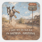 Route 66 Eeuwfeest Oatman Ezel Ontwerp Vierkante Sticker (Voorkant)