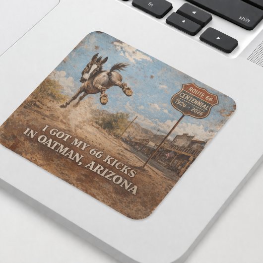 Route 66 Eeuwfeest Oatman Ezel Ontwerp Vierkante Sticker