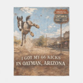 Route 66 Eeuwfeest Oatman Ezel Reis Kunst Fleece Deken (Voorkant)