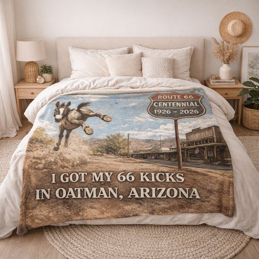 Route 66 Eeuwfeest Oatman Ezel Reis Kunst Fleece Deken