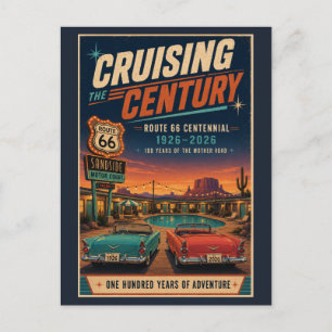 Route 66 Eeuwfeest Retro Motel Zwembad Briefkaart