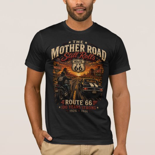 Route 66 eeuwfeest roadtrip t-shirt (Voorkant)
