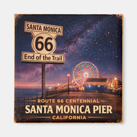 Route 66 Eindpunt Pier Koelkast Kunst Magneet (Voorkant)