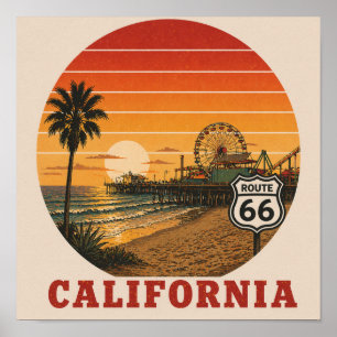 Route 66 Eindpunt Trail Santa Monica Poster
