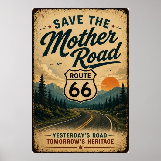 Route 66 erfgoed wegdecoratie kunst poster (Voorkant)