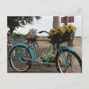Route 66   Fiets & Zonnebloemen   Adrian, Texas Briefkaart