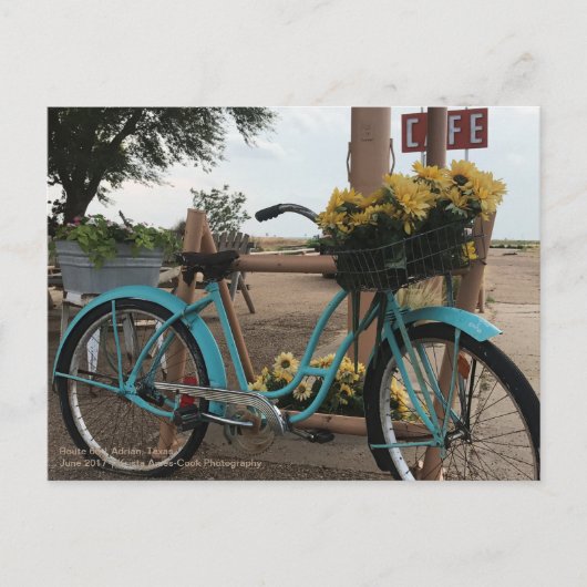 Route 66 | Fiets & Zonnebloemen | Adrian, Texas Briefkaart (Voorkant)