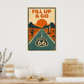 Route 66 Fill Up & Go Woestijn Litho Poster (Keuken)