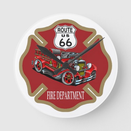 Route 66 Fire Department Clock Ronde Klok (Voorkant)