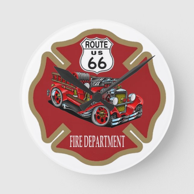 Route 66 Fire Department Clock Ronde Klok (Front)