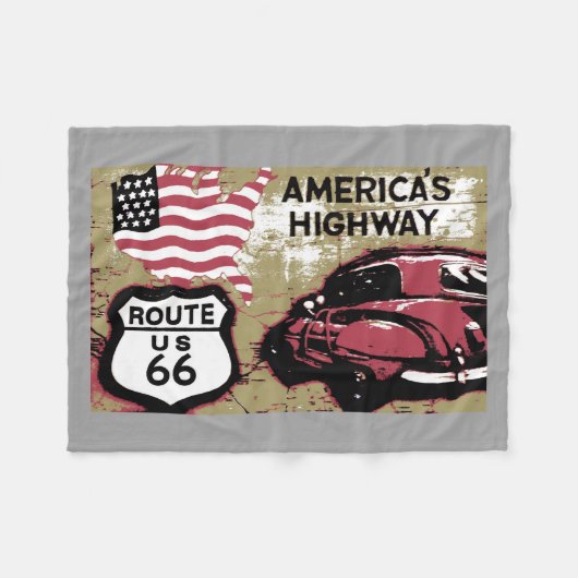  Route 66 Fleece Deken (Voorkant (Horizontaal))