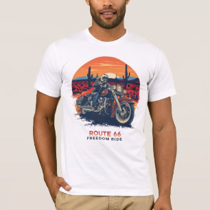 Route 66 Freedom Ride Vintage MotorfietsevenTuur T-shirt